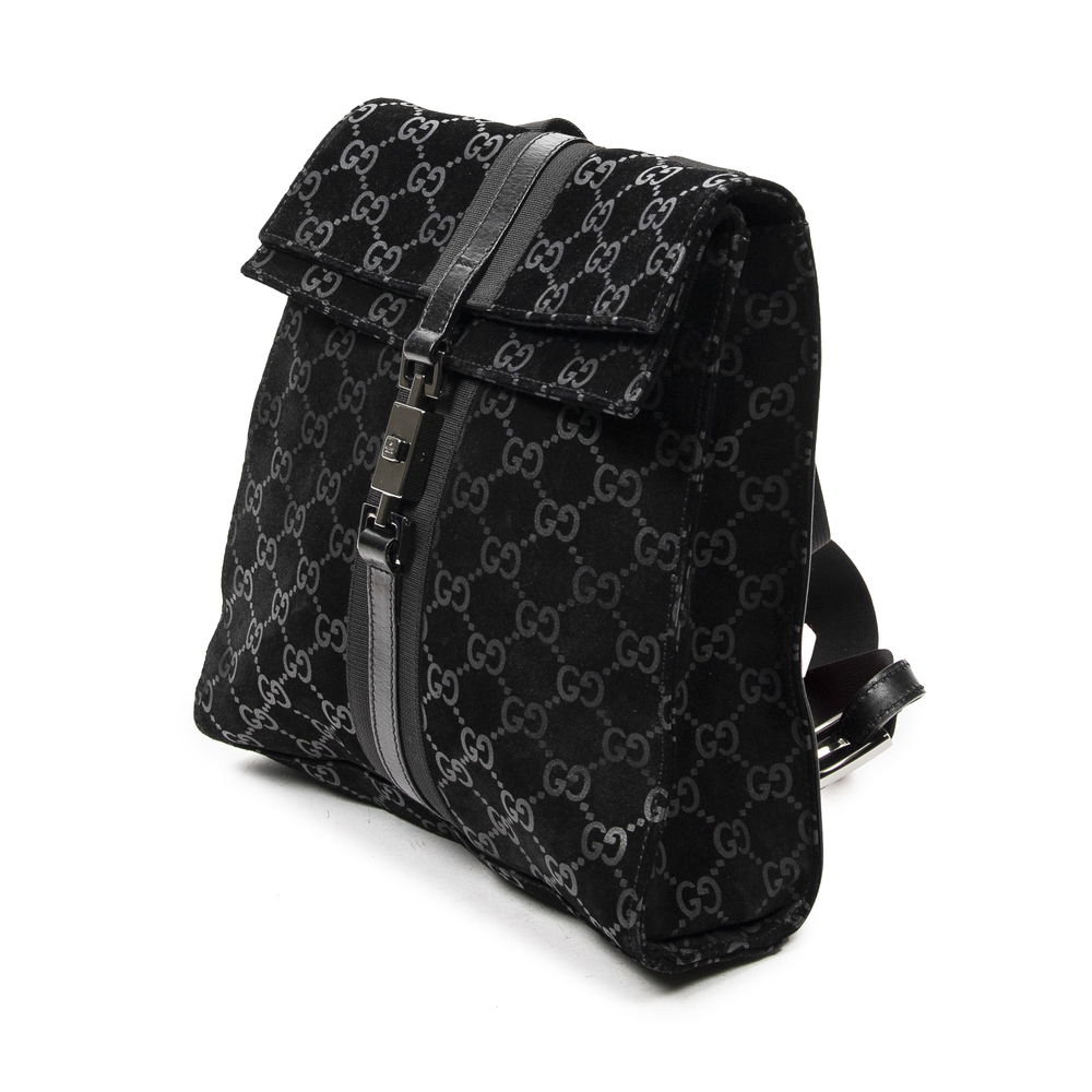 Gucci Jackie Backpack   in Black Monogram Suede Leather - Picture 2 of 7